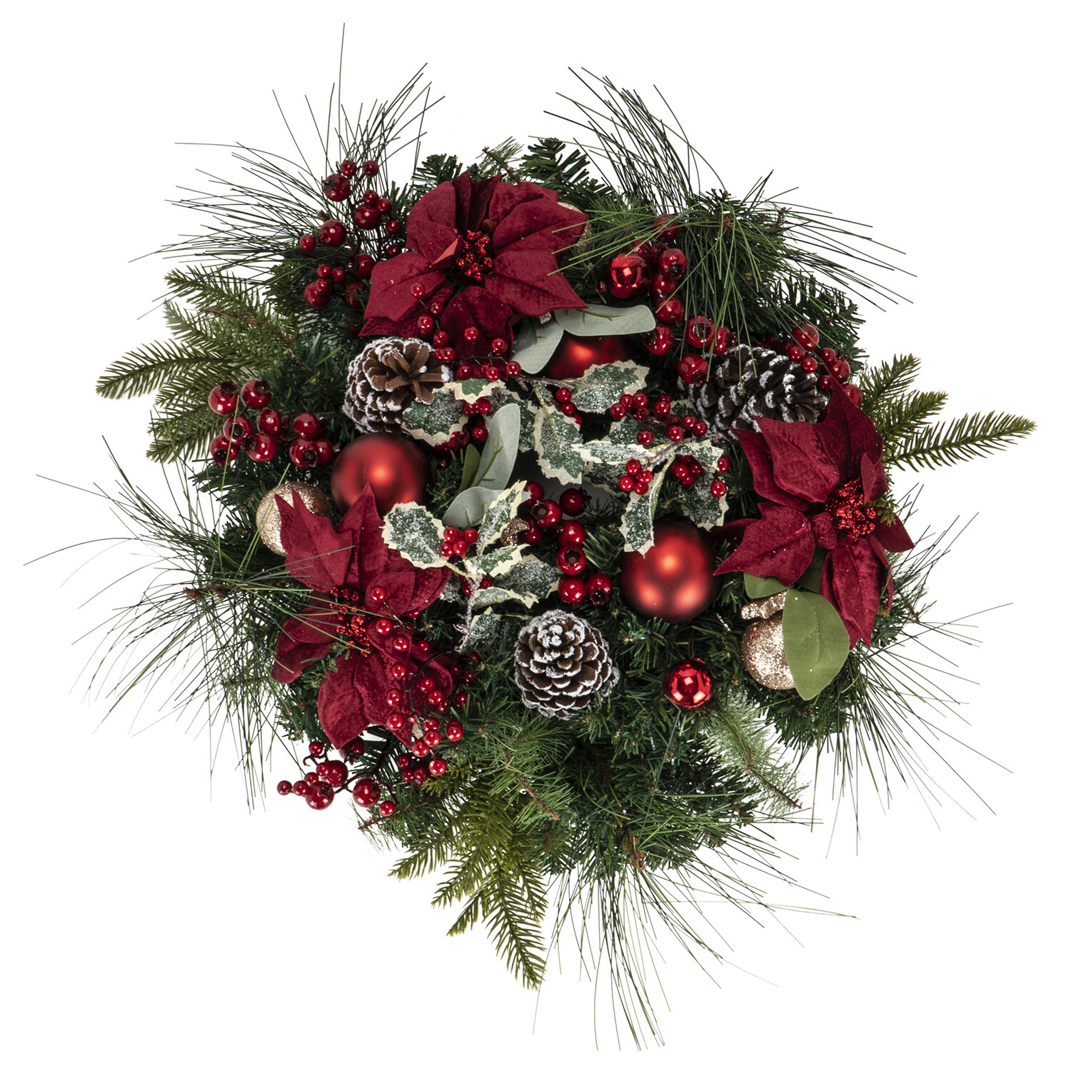 Traditional Bauble Poinsettia Wreath Image