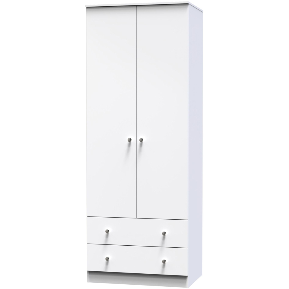 Crowndale Yarmouth 2 Door 2 Drawer White Tall Wardrobe Ready Assembled Image 4