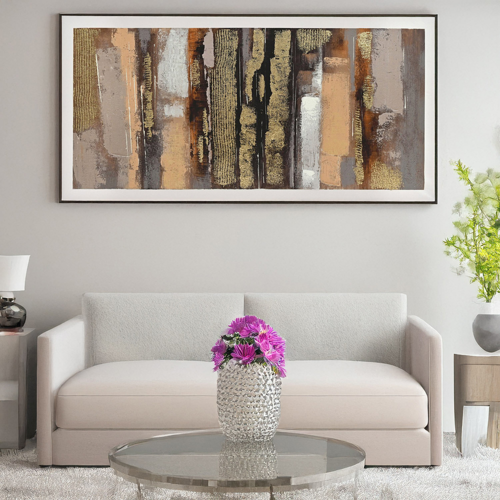 Bronze Effect Abstract Canvas - Multicolour Image 6