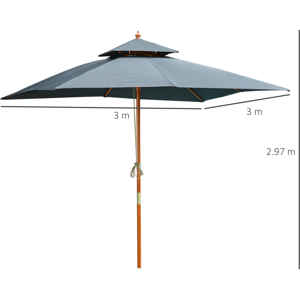 Outsunny Dark Grey Wood Umbrella Parasol 3m Image 7