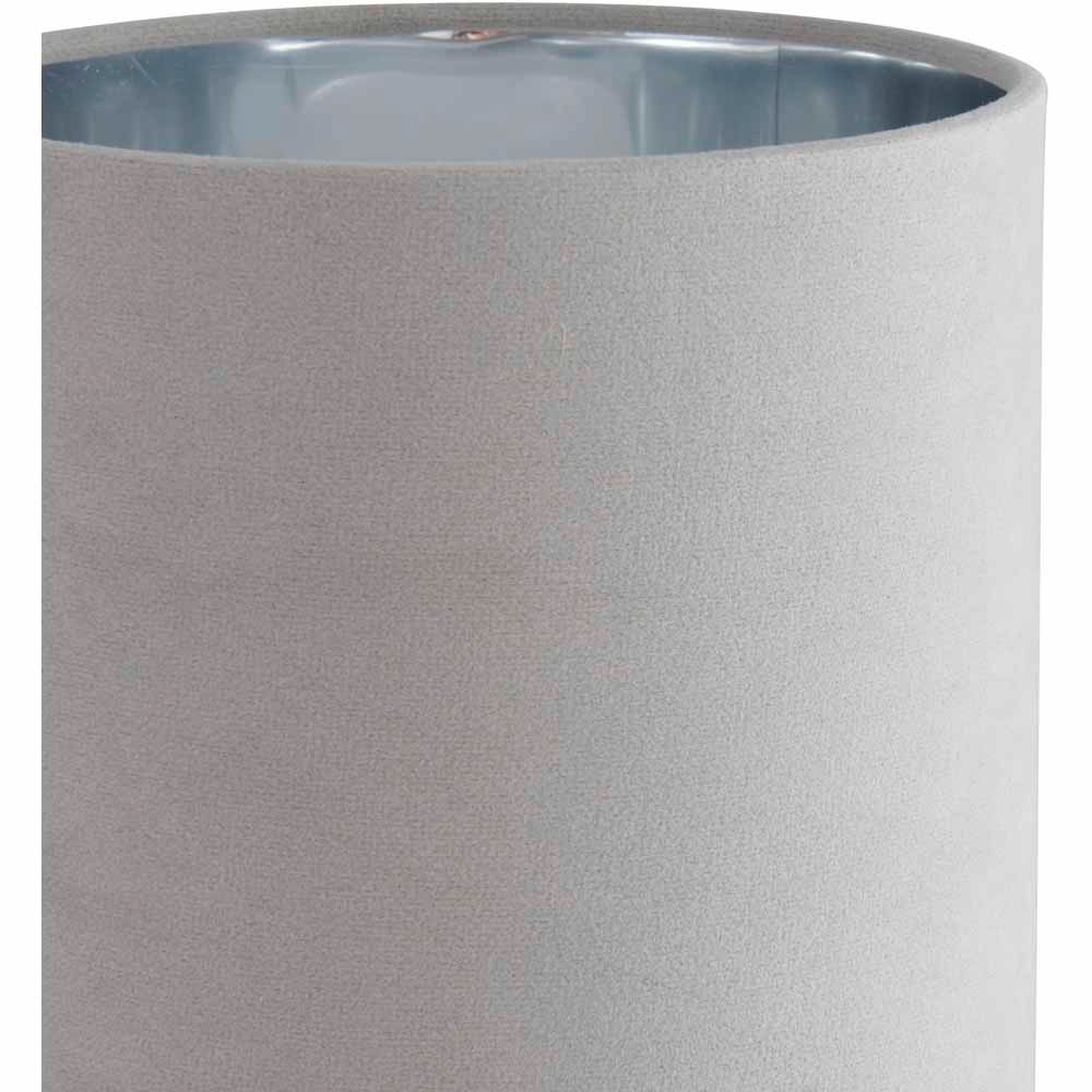 Wilko Grey Silver Velvet Table Lamp Image 2