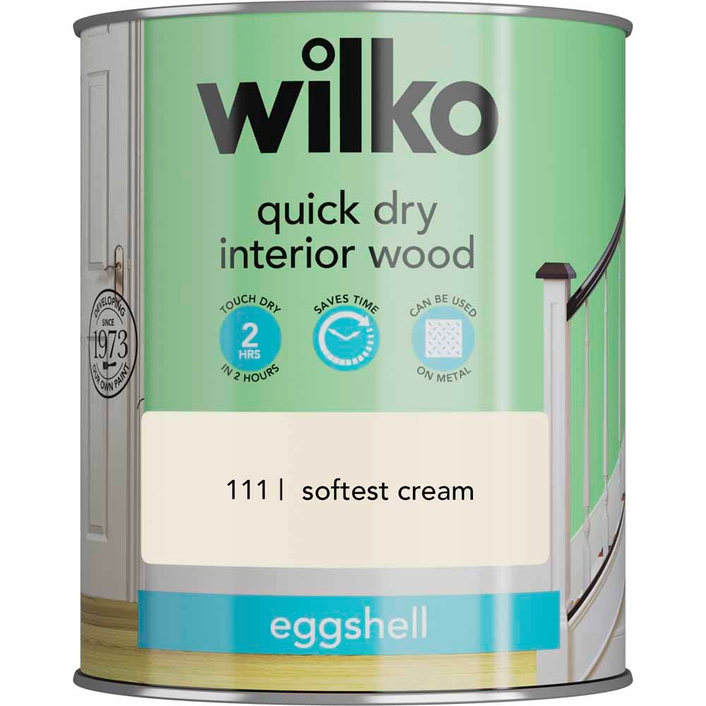 Wilko Quick Dry Interior Wood Softest Cream Eggshell Paint 750ml Image 2