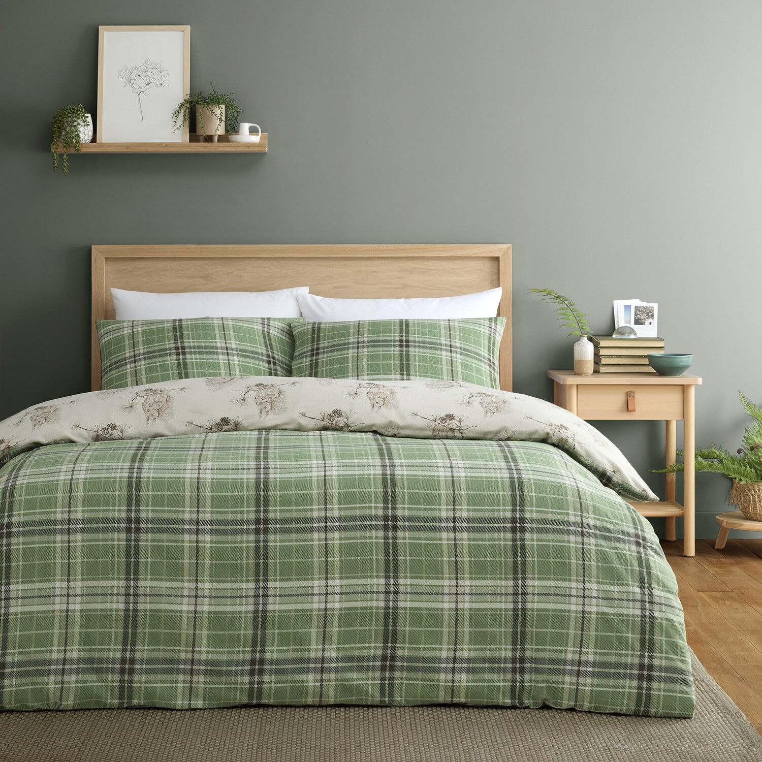 Divante Newbridge Forest Duvet Cover and Pillowcase Set - Green / Double Image 1