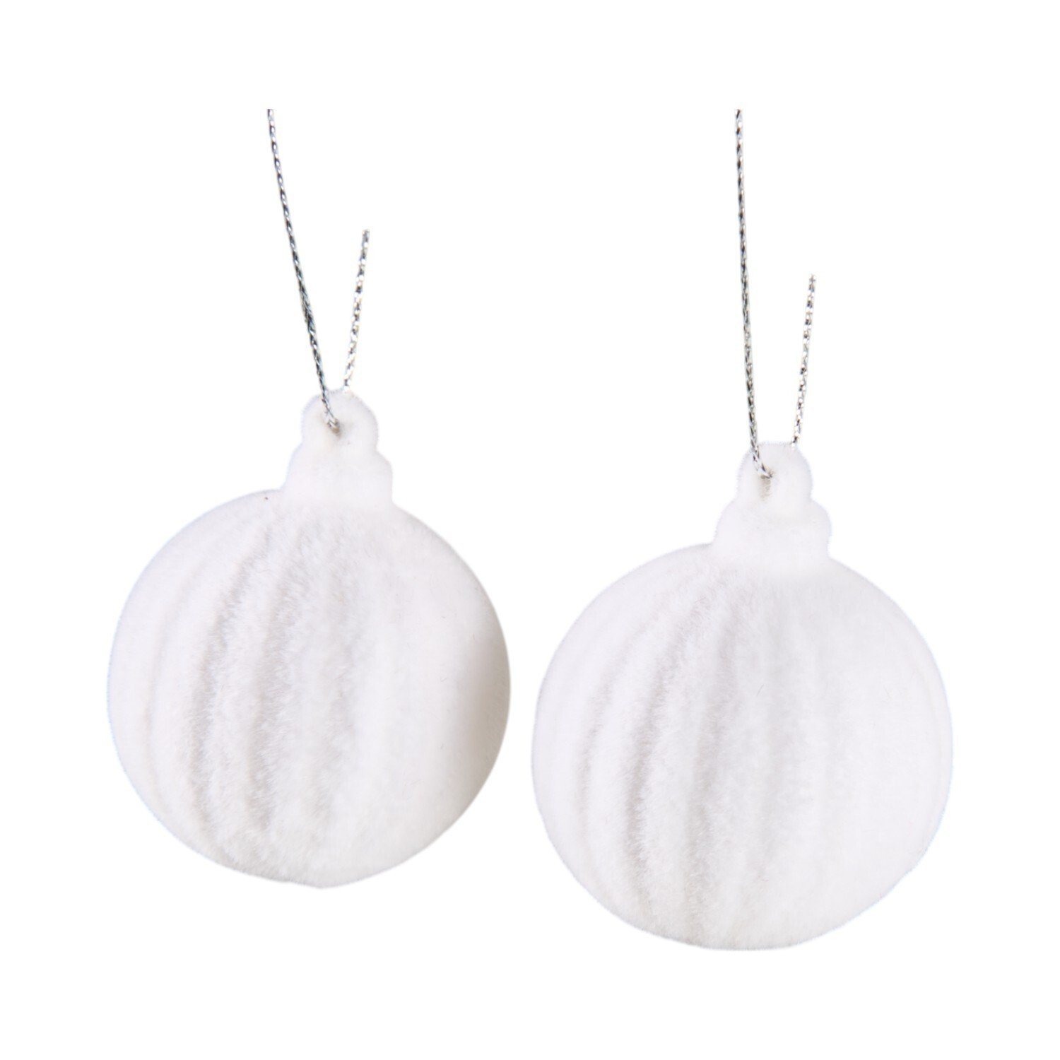Set of 3 Flocked BaublesWhite Image 1