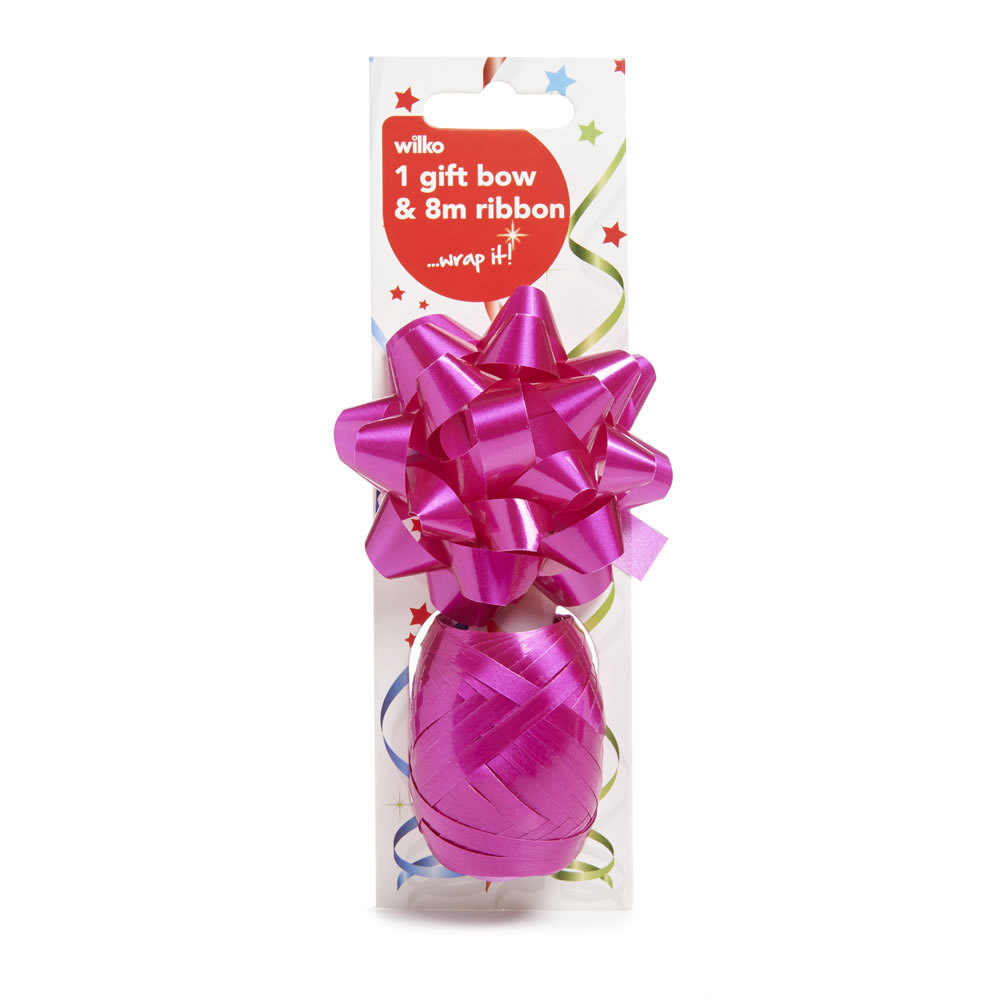 Wilko Pink Foil Ribbon and Bow Pack Image