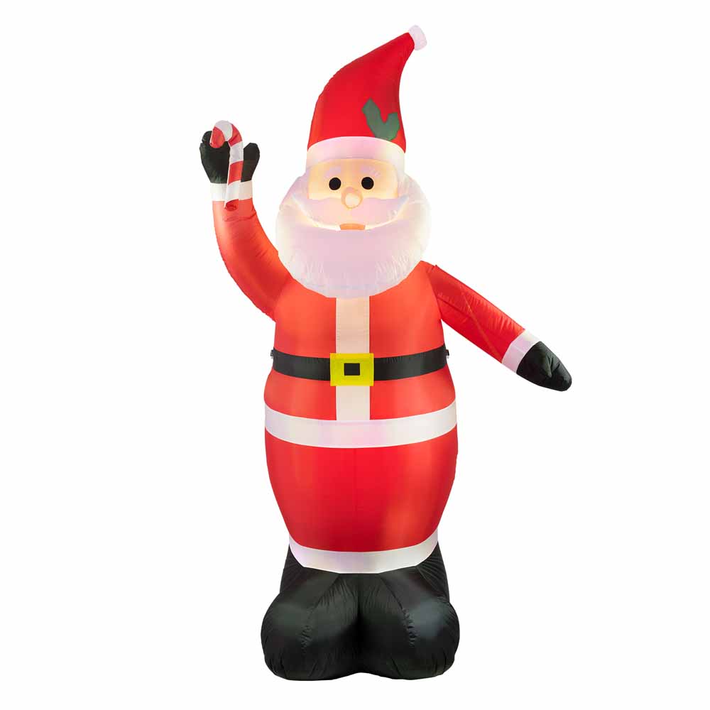 Inflatable Santa with Candy Cane 8ft | Wilko