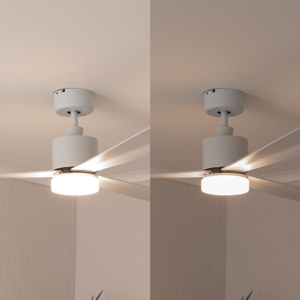 ValueLights Matt White Ceiling Fan with LED Light and Remote 52 inch Image 8