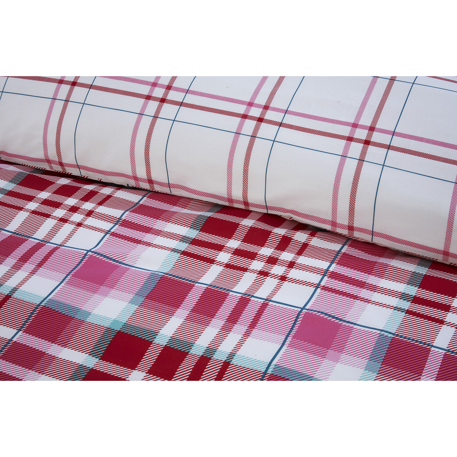 Ailsa Check Duvet Cover and Pillowcase Set - Pink / Double Image 4