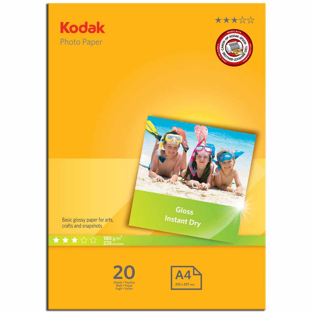 Kodak Photo Gloss Paper A4 180gsm 20 pack Image