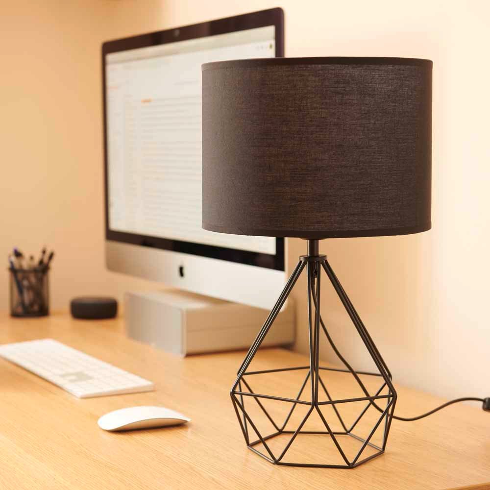 Wilko Black Matt Wire Table Lamp Wilko