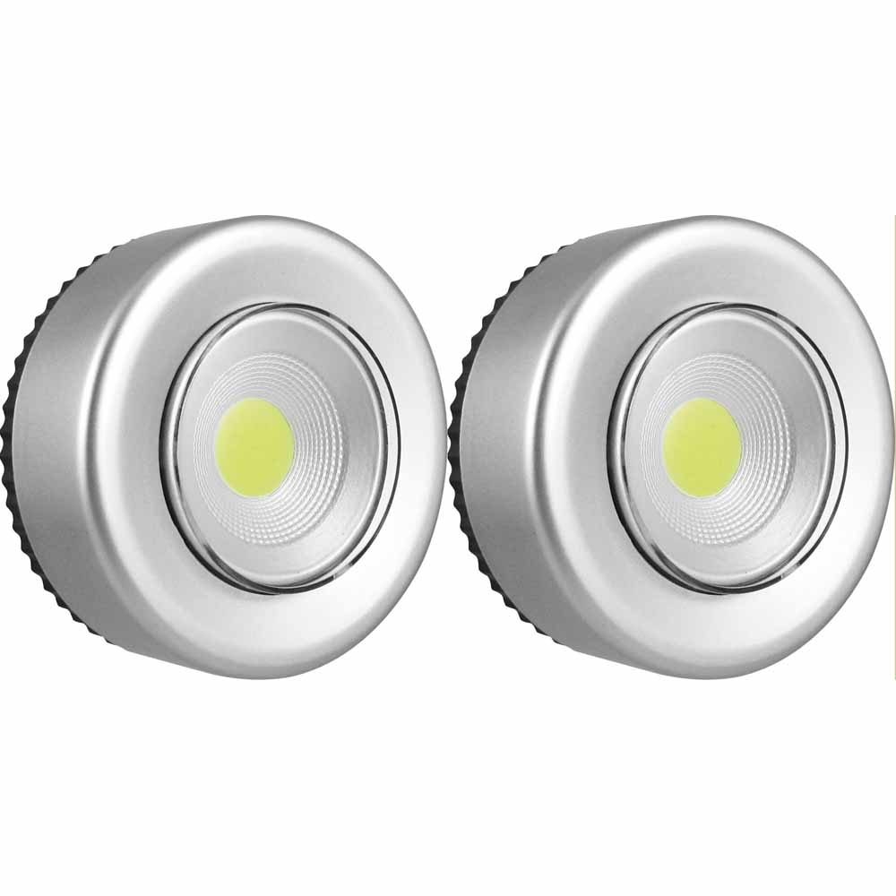 Wilko LED Silver Push Lights 2 Pack Image