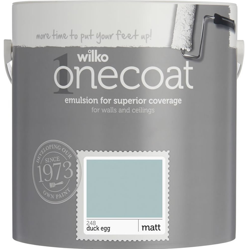 Wilko One Coat Duck Egg Matt Emulsion Paint 2.5L Wilko