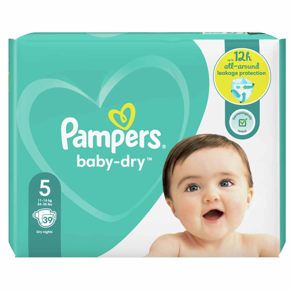 Pampers Baby Dry Nappies Size 5 (11-16 kg), 39 pack Image 1
