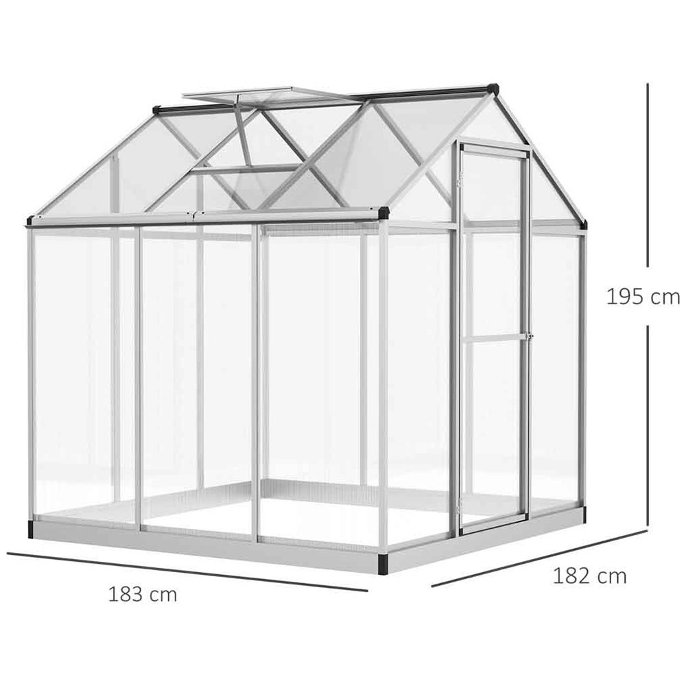 Outsunny Polycarbonate Aluminium 6 x 6ft Greenhouse Image 7