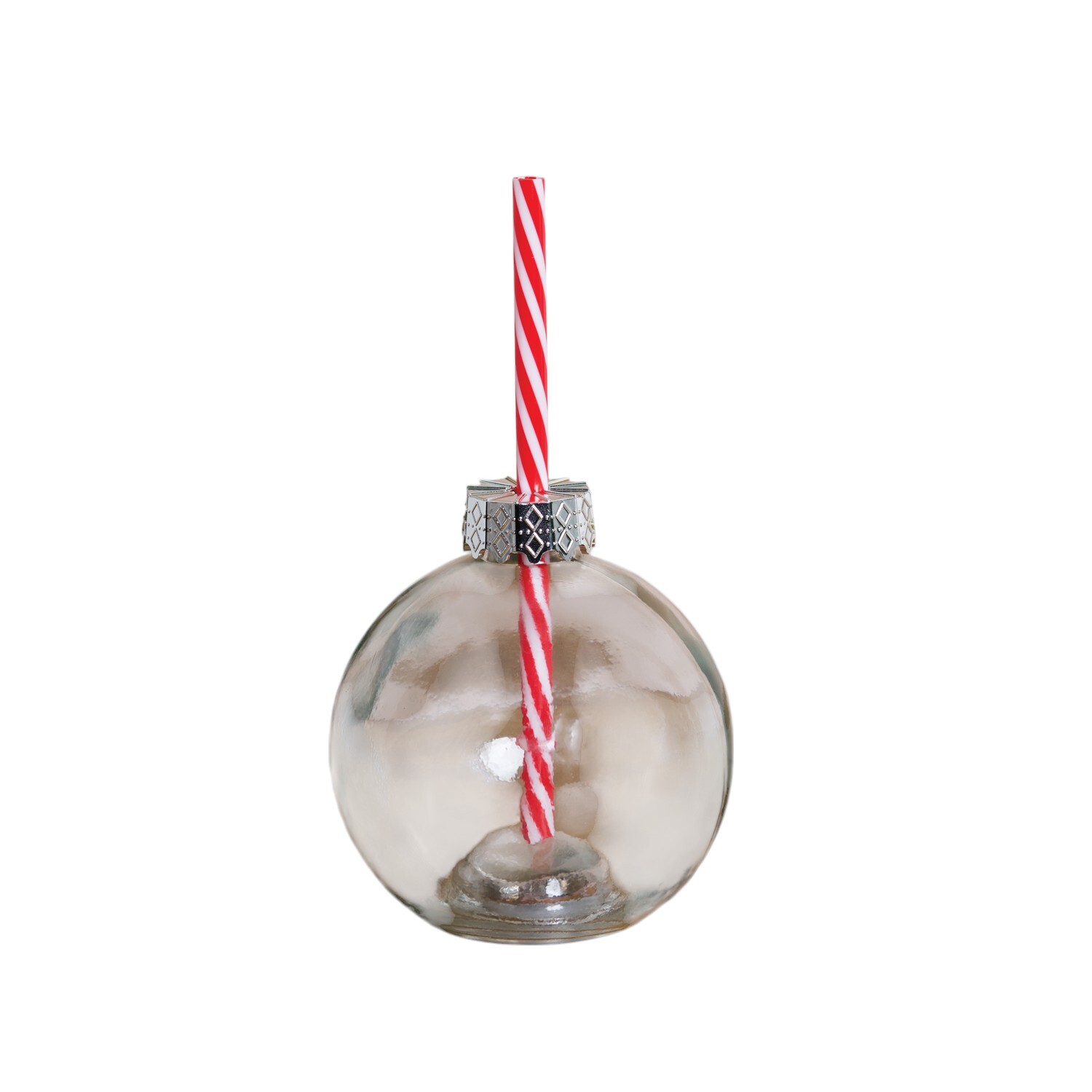 Glass Christmas Bauble Drinking Jar Clear Image 1