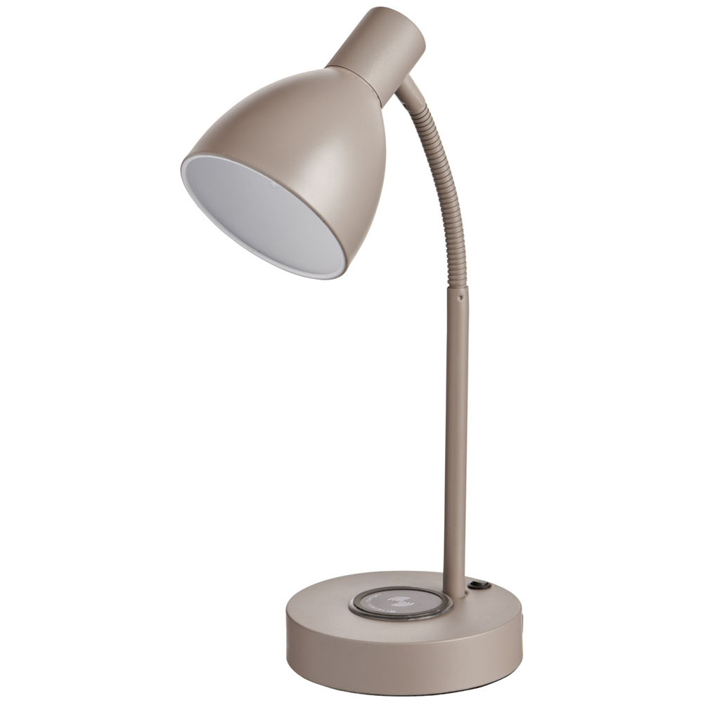 Wilko Dark Grey Desk Lamp with a Charging Plate and USB Charger Image 1