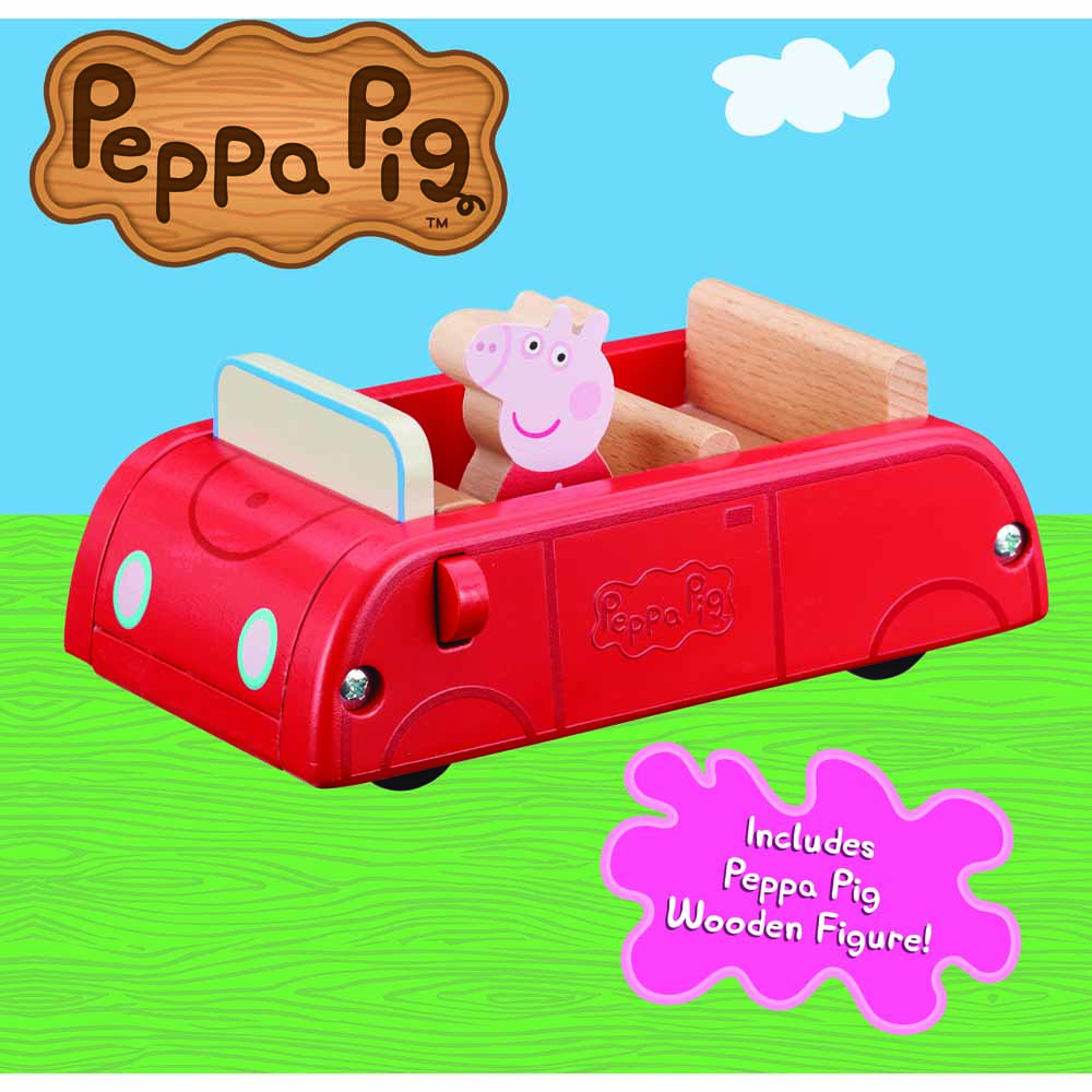 Peppa Pig Wooden Red Car Image 3