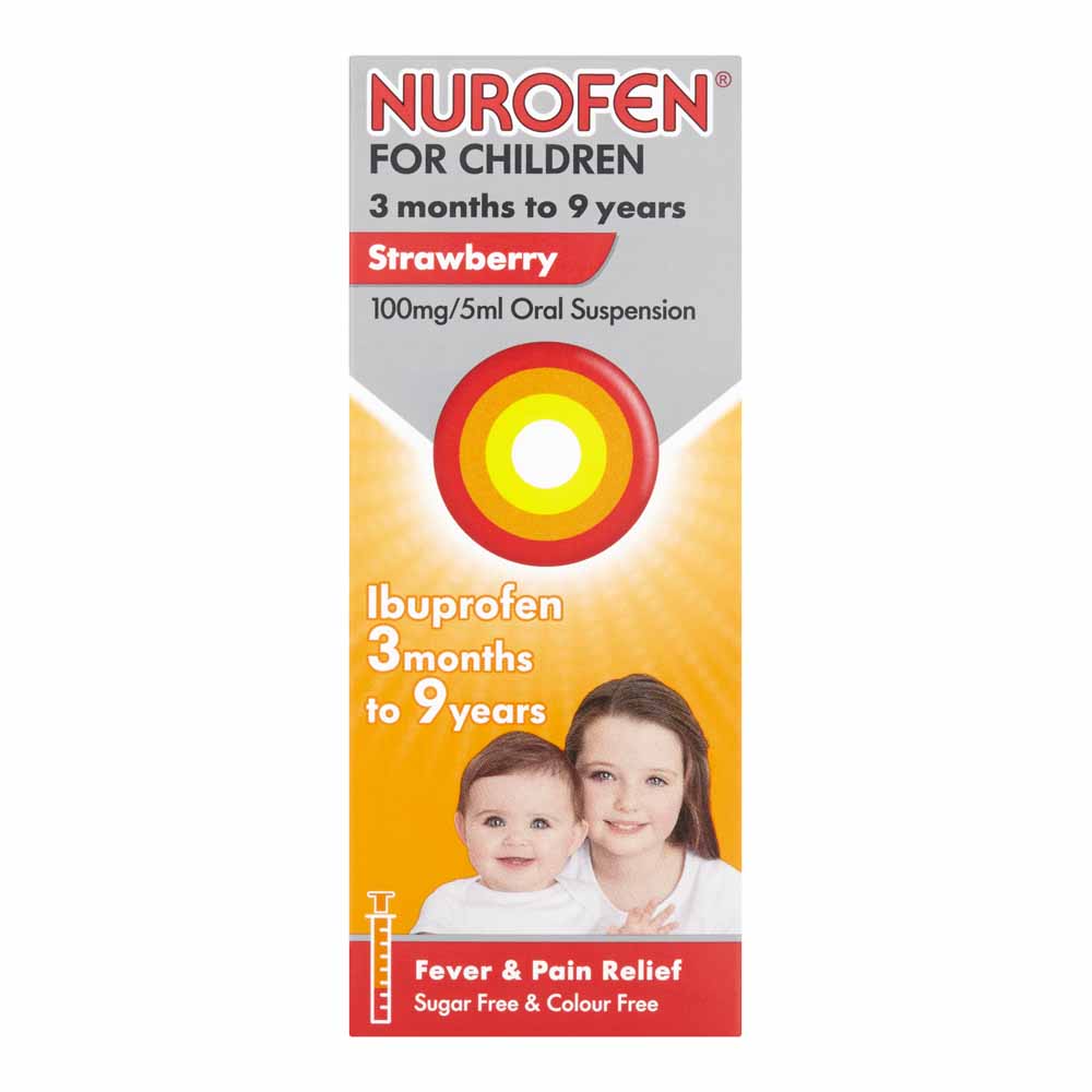 Nurofen for Children 3 months - 9 years Ibuprofen Oral Suspension Strawberry 100ml Image 1