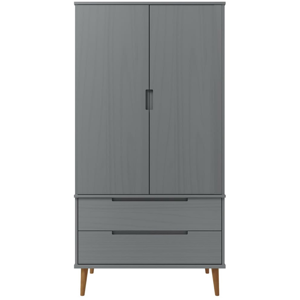 vidaXL Molde 2 Door 2 Drawer Grey Solid Wood Pine Wardrobe Image 4