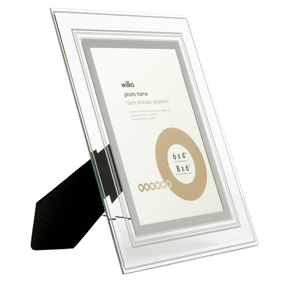 Wilko Silver Border Glass Photo Frame 8 x 6 Inch Wilko