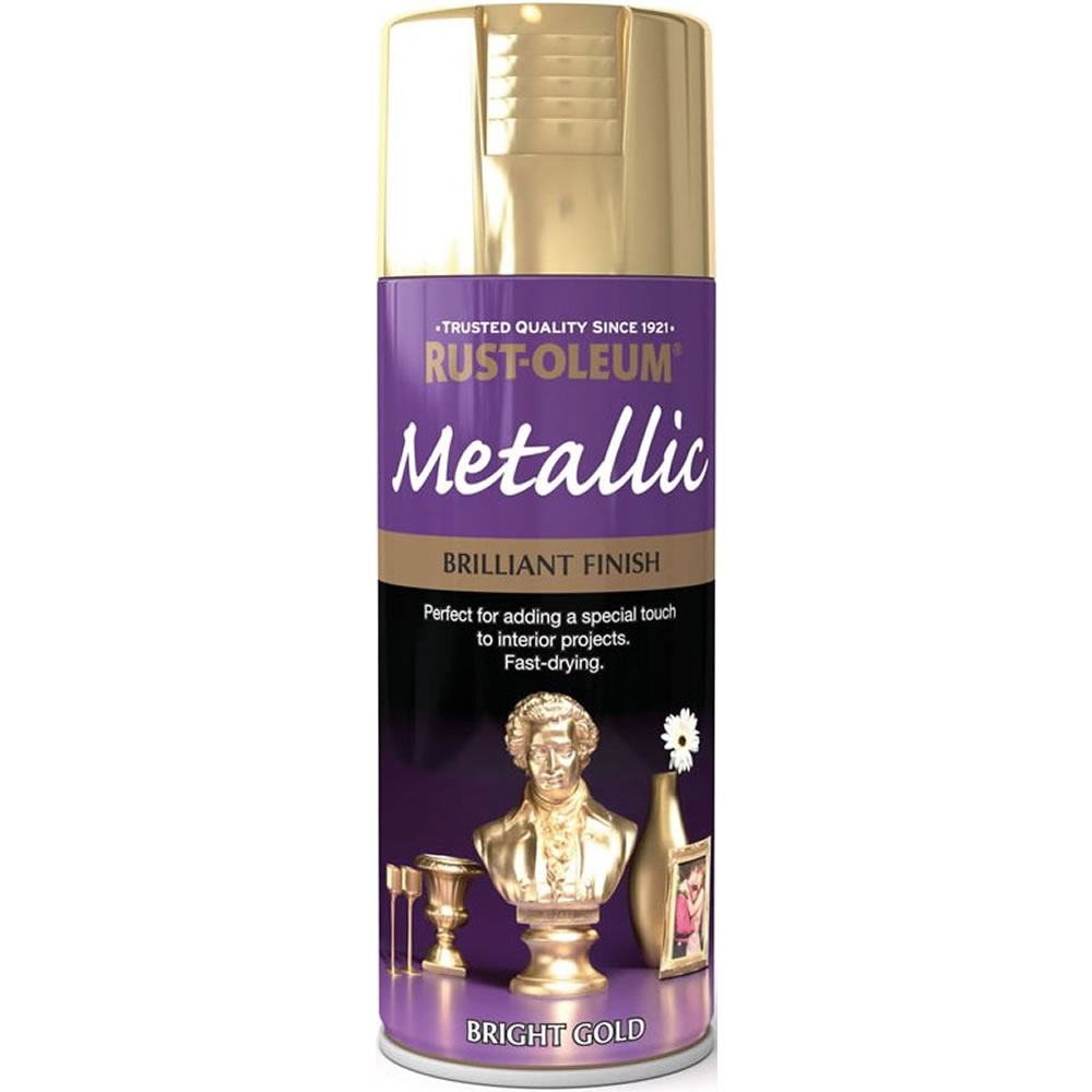 Rust-Oleum Metallic Bright Gold Brilliant Finish Spray Paint 400ml Image