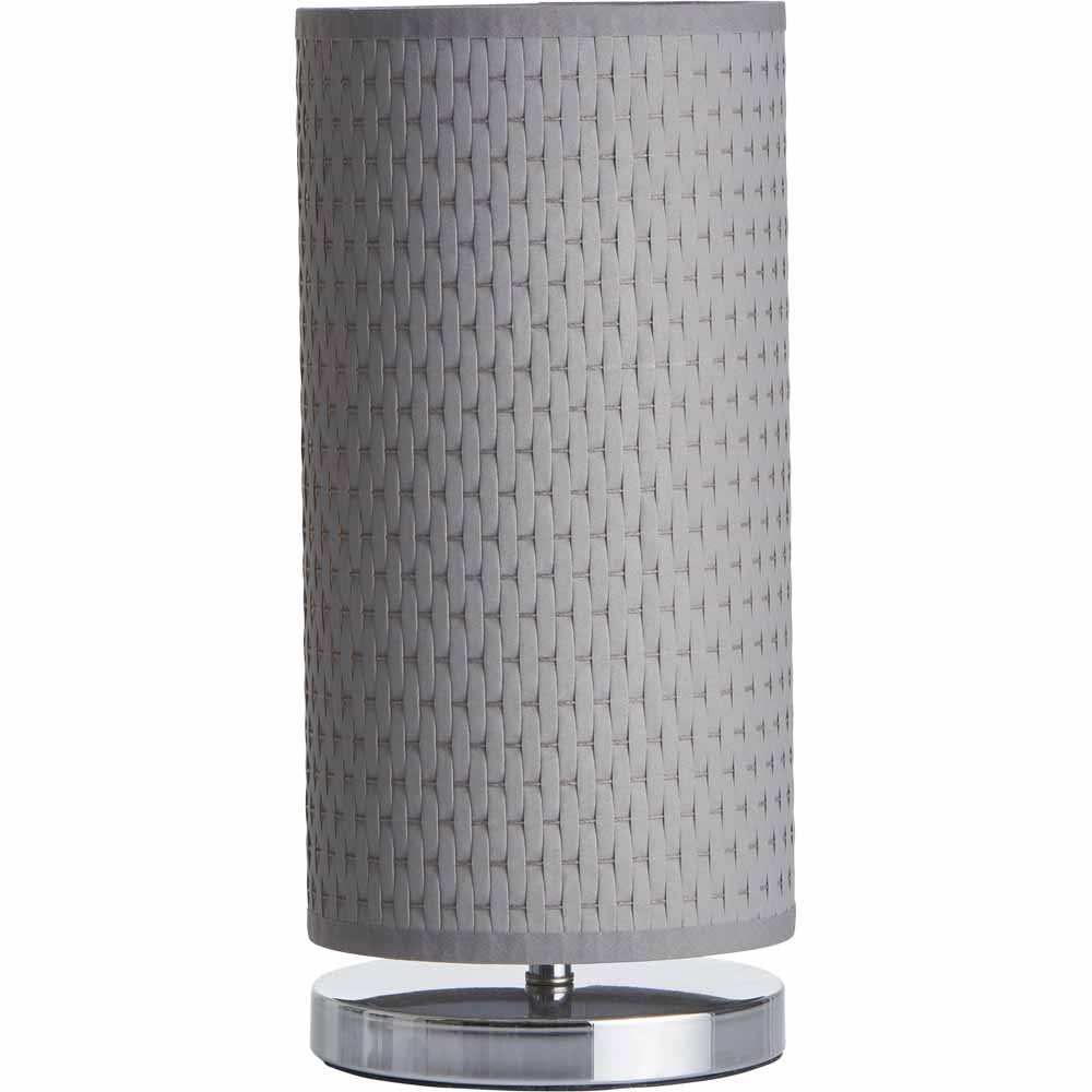Wilko Chrome Table Lamp Grey Weave Image 3