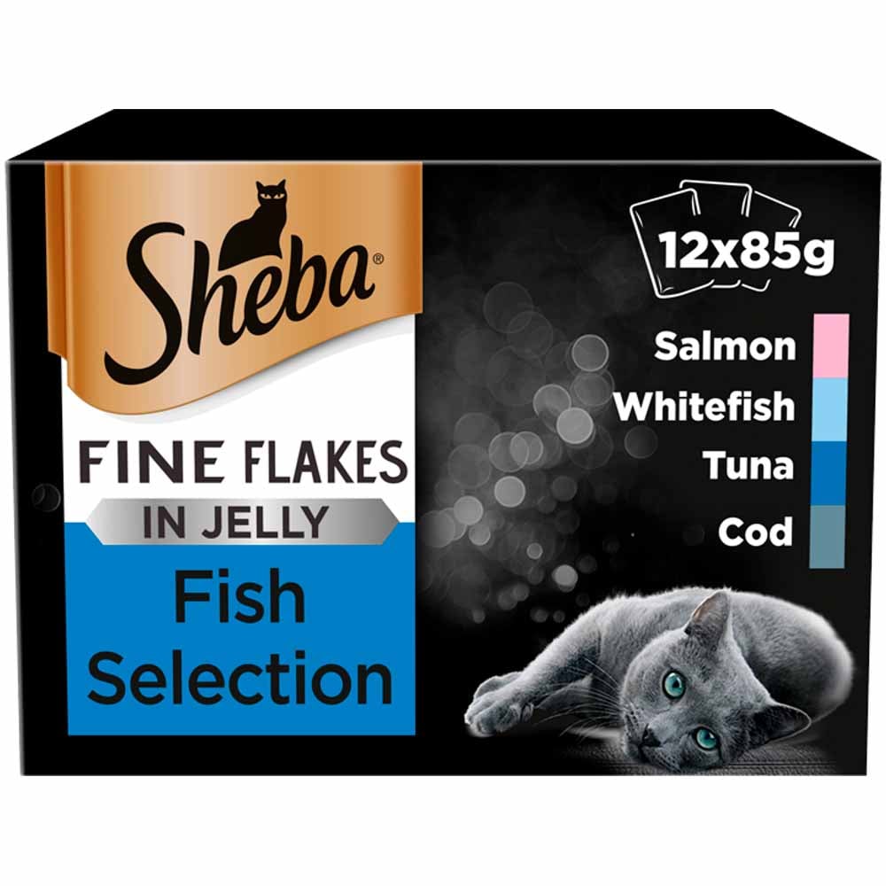 Sheba Fine Flakes Cat Food Pouches Fish in Jelly 85g Case of 4 x 12 Pack Image 2