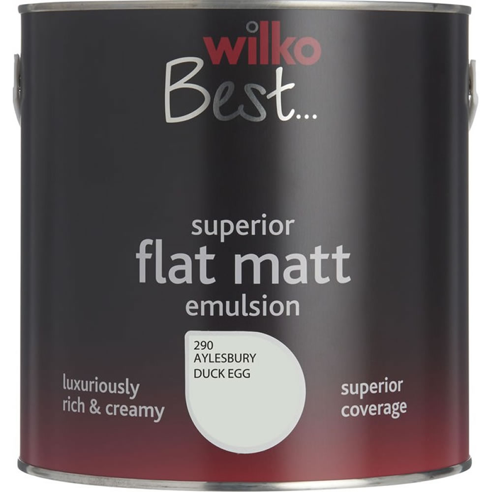 Wilko Best Aylesbury Duck Egg Flat Matt Emulsion  Paint 2.5L Image 1