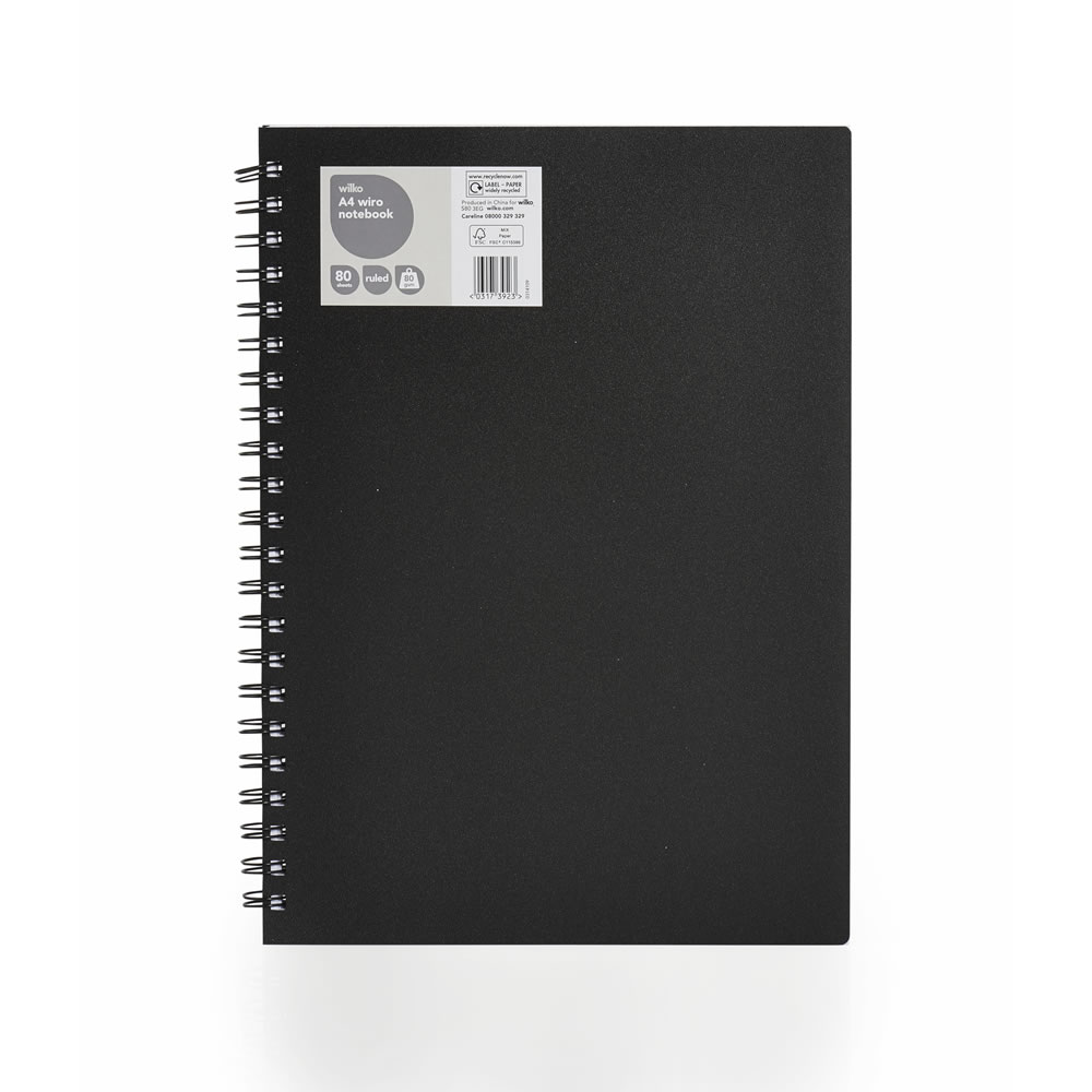 Wilko A4 Wiro Notebook lined 80 Sheets 80gsm Image