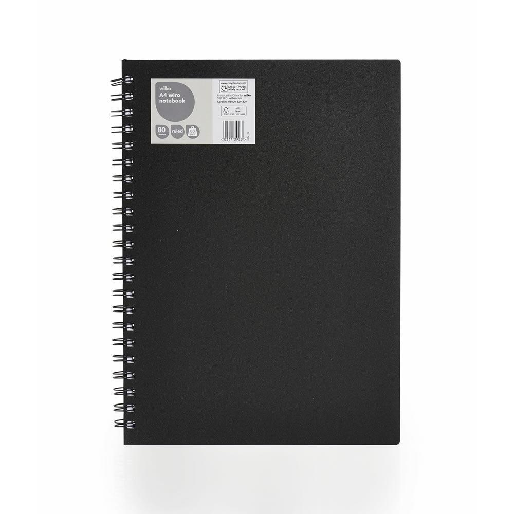 Wilko A4 Wiro Notebook lined 80 Sheets 80gsm Wilko
