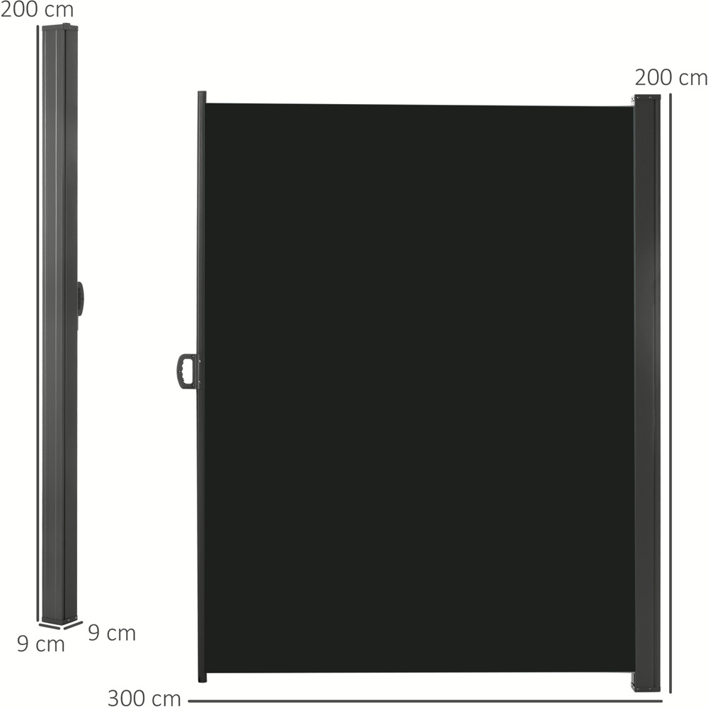 Outsunny Black Retractable Side Awning Screen Fence Image 9