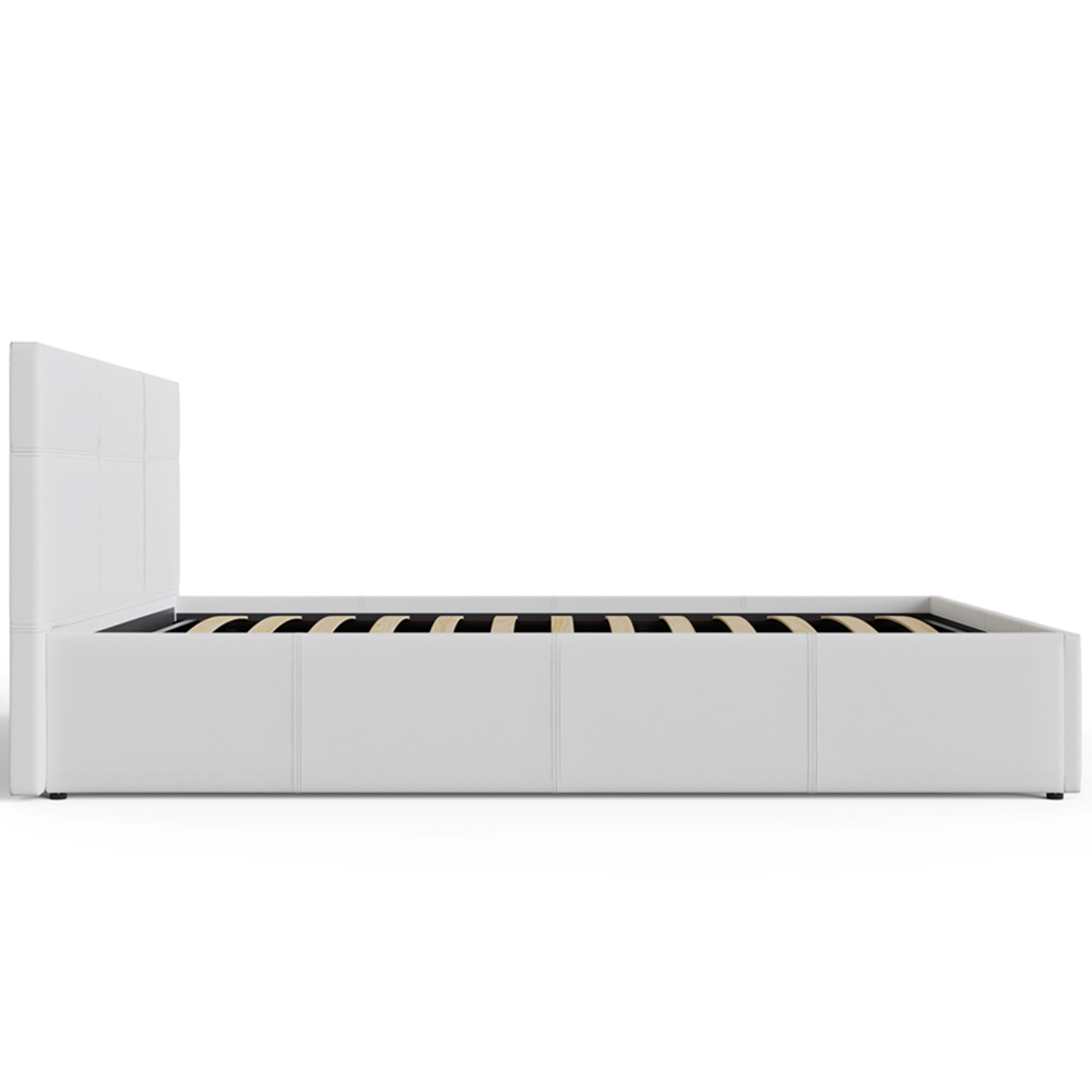 GFW Small Double White Faux Leather Side Lift Ottoman Bed with Bonnell Mattress Image 6