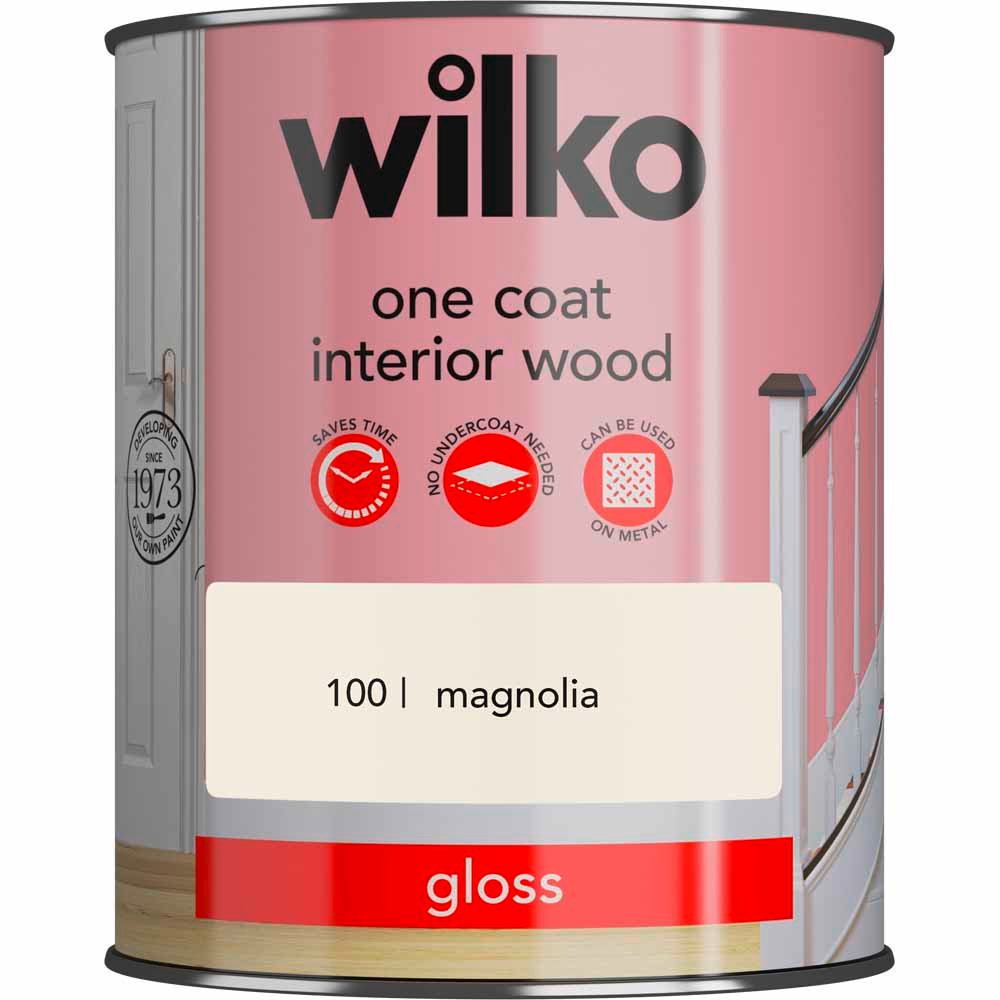 Wilko Interior Wood Magnolia Gloss One Coat Paint 750ml Image 2