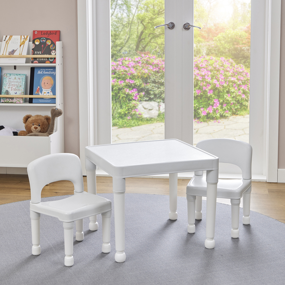 Liberty House Toys Kids White Plastic Table and 2 Chairs Set Image 4