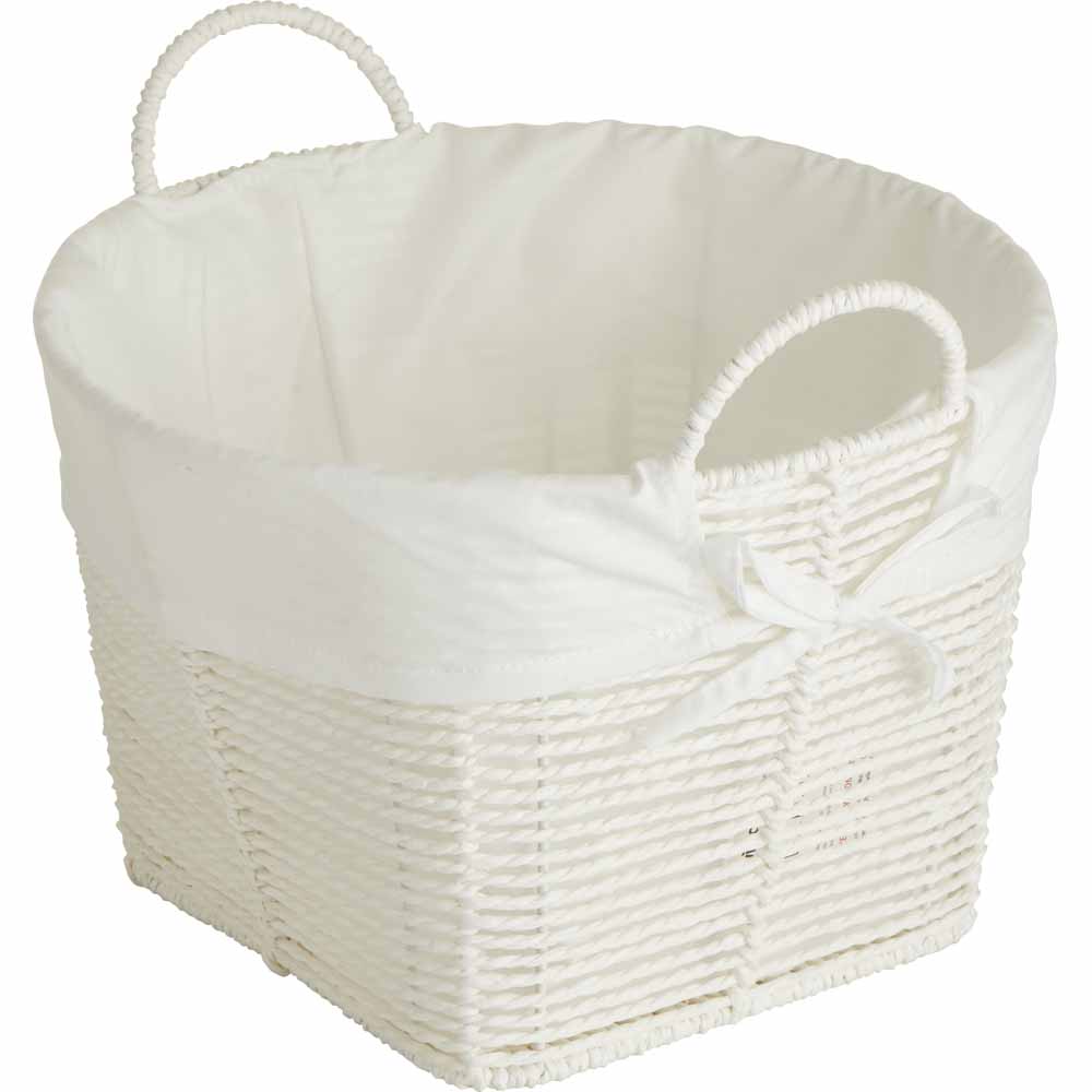Wilko Round White Paper Rope Baskets 2 Pack Image 2
