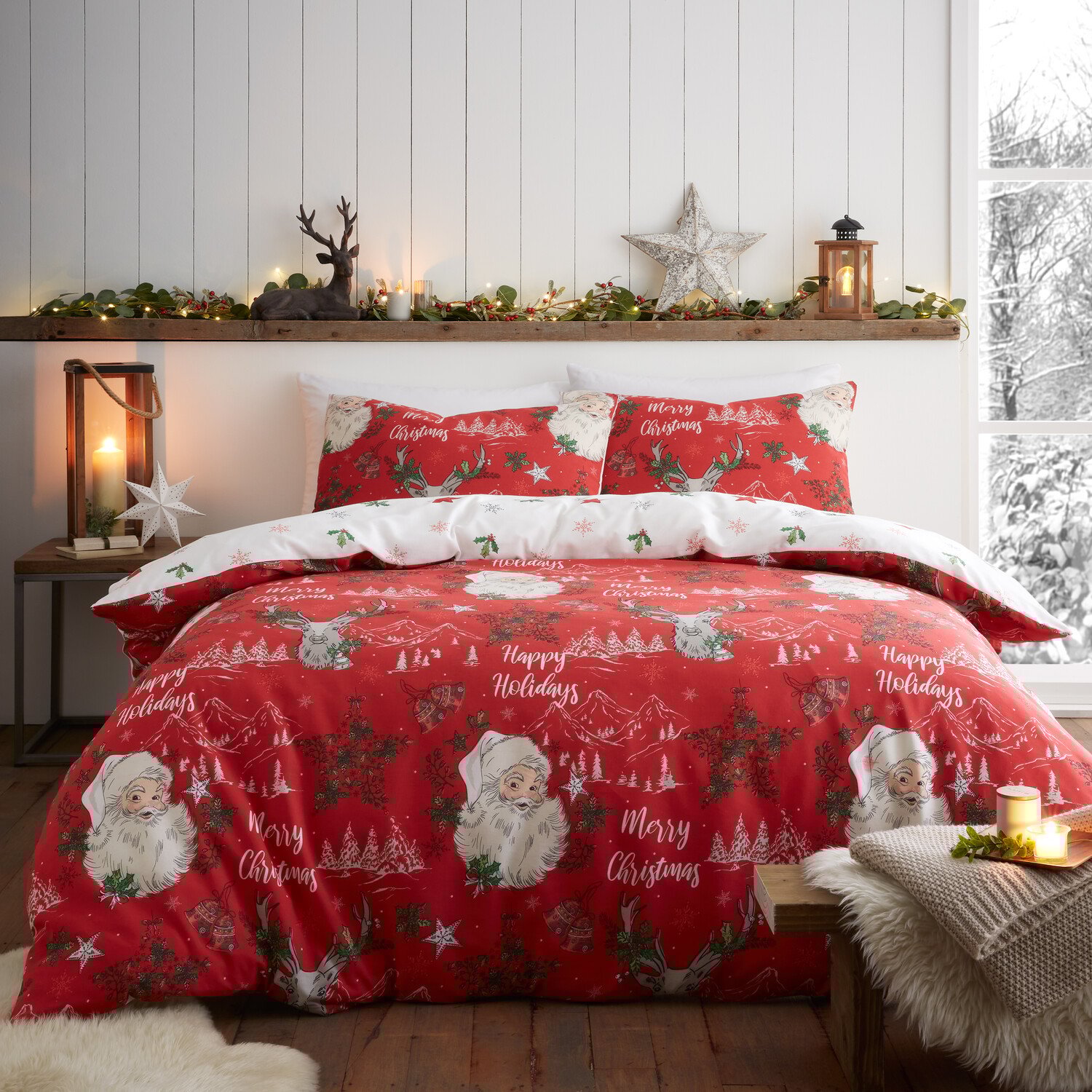 Santas North Pole Duvet Set - Red / Superking Image 1