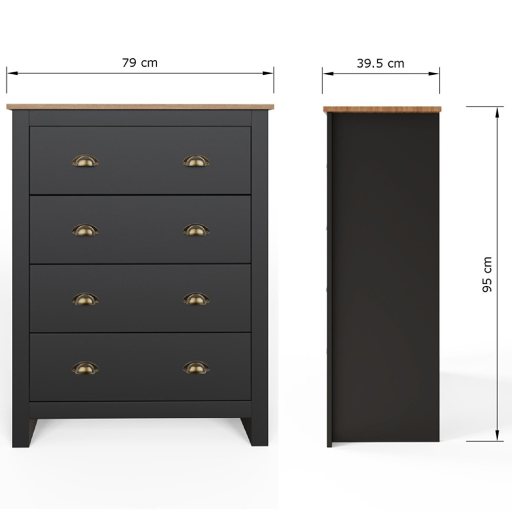 GFW Lancaster 4 Piece Black and Oak Bedroom Set Image 8