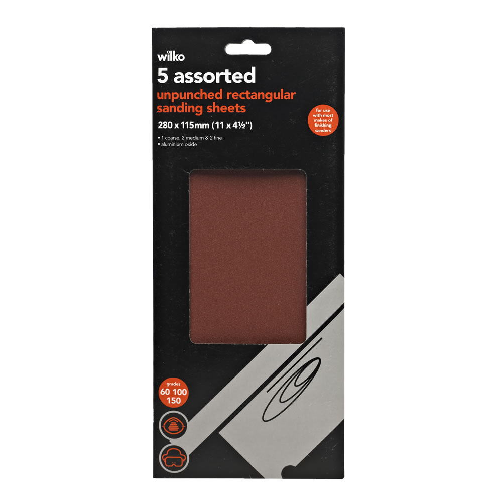 Wilko Rectangular Sand Sheets Assorted 280 x 115mm 5 Pack Image 2