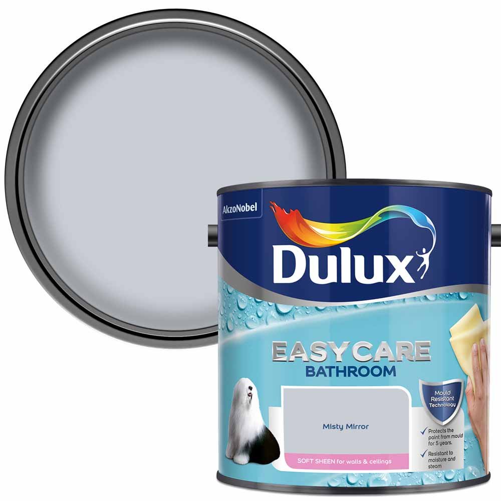 Dulux Easycare Bathroom Misty Mirror Soft Sheen Emulsion Paint 2.5L Image 1