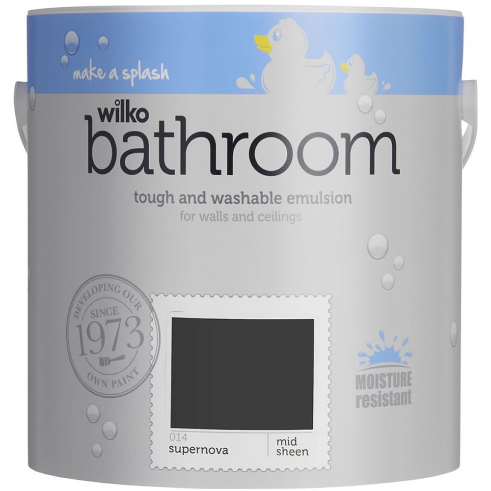 Wilko Bathroom Mid Sheen Emulsion Paint Supernova 2.5L Image 1