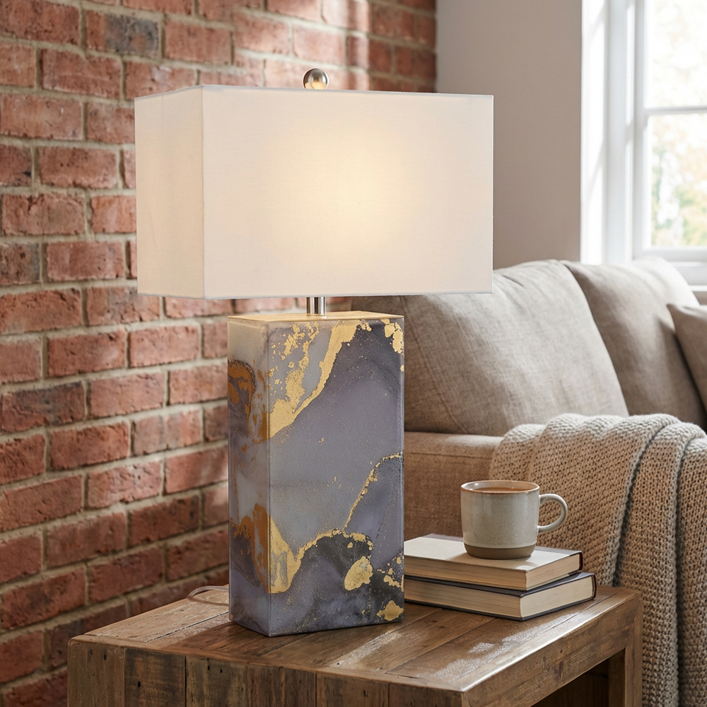 Marble Effect Glass Table Lamp Image 3