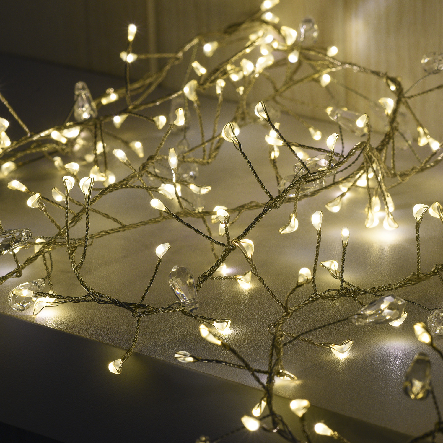 200 LED Warm White Jewelled Cluster String Light Image 4