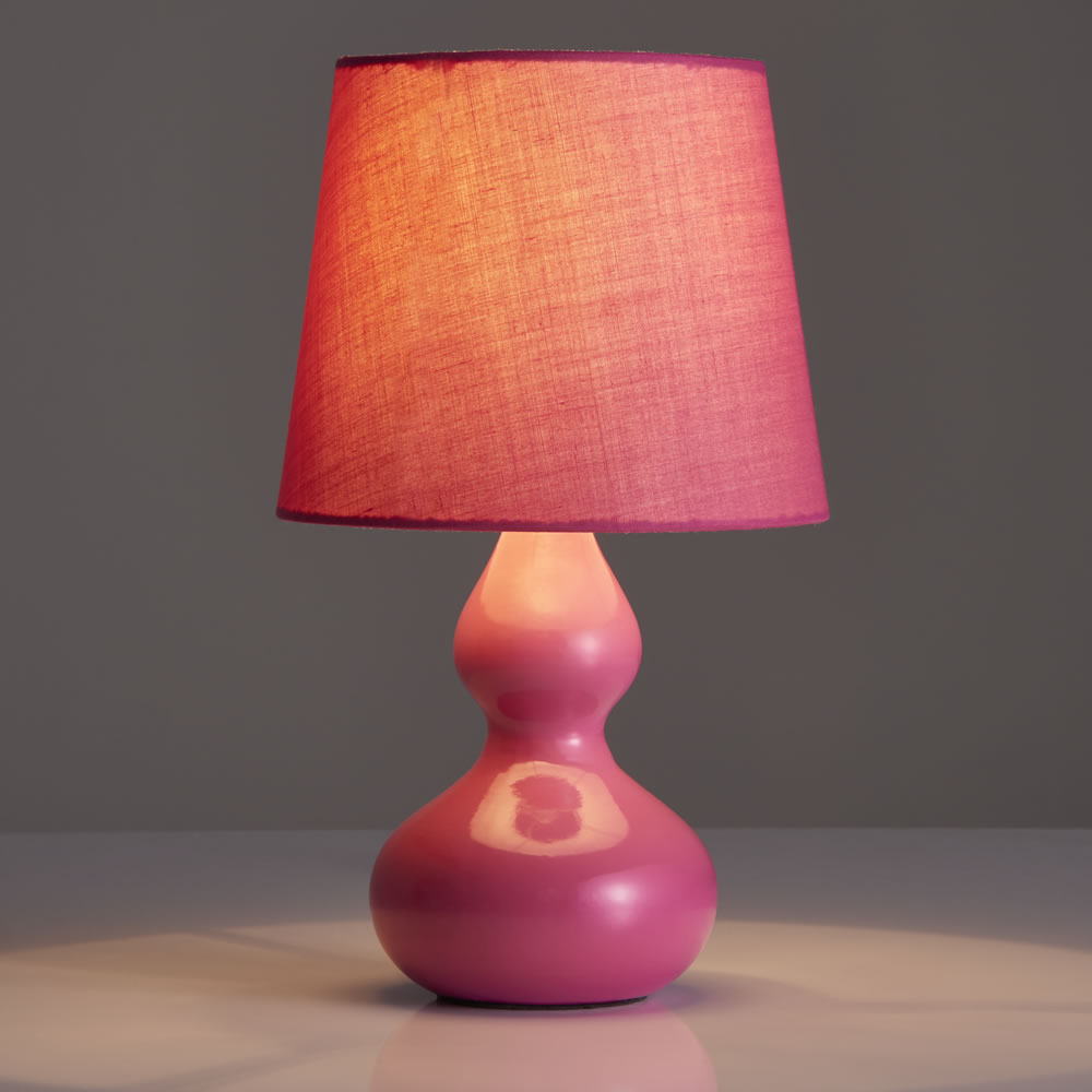 Wilko Ceramic Table Lamp Magenta Image 2