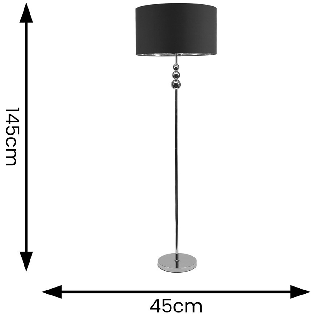 ValueLight Marissa Black Velvet Chrome Inner Shade Chrome Stacked Ball LED Floor Lamp Image 7