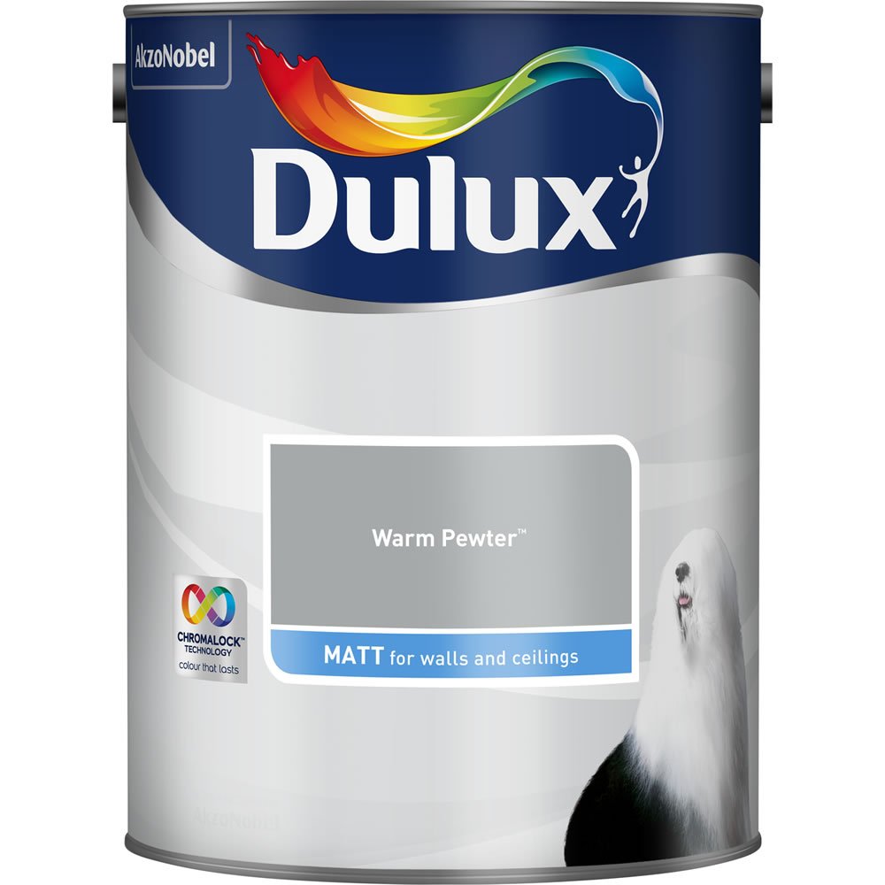 Dulux Wall & Ceilings Warm Pewter Matt Emulsion Paint 5L Image 2