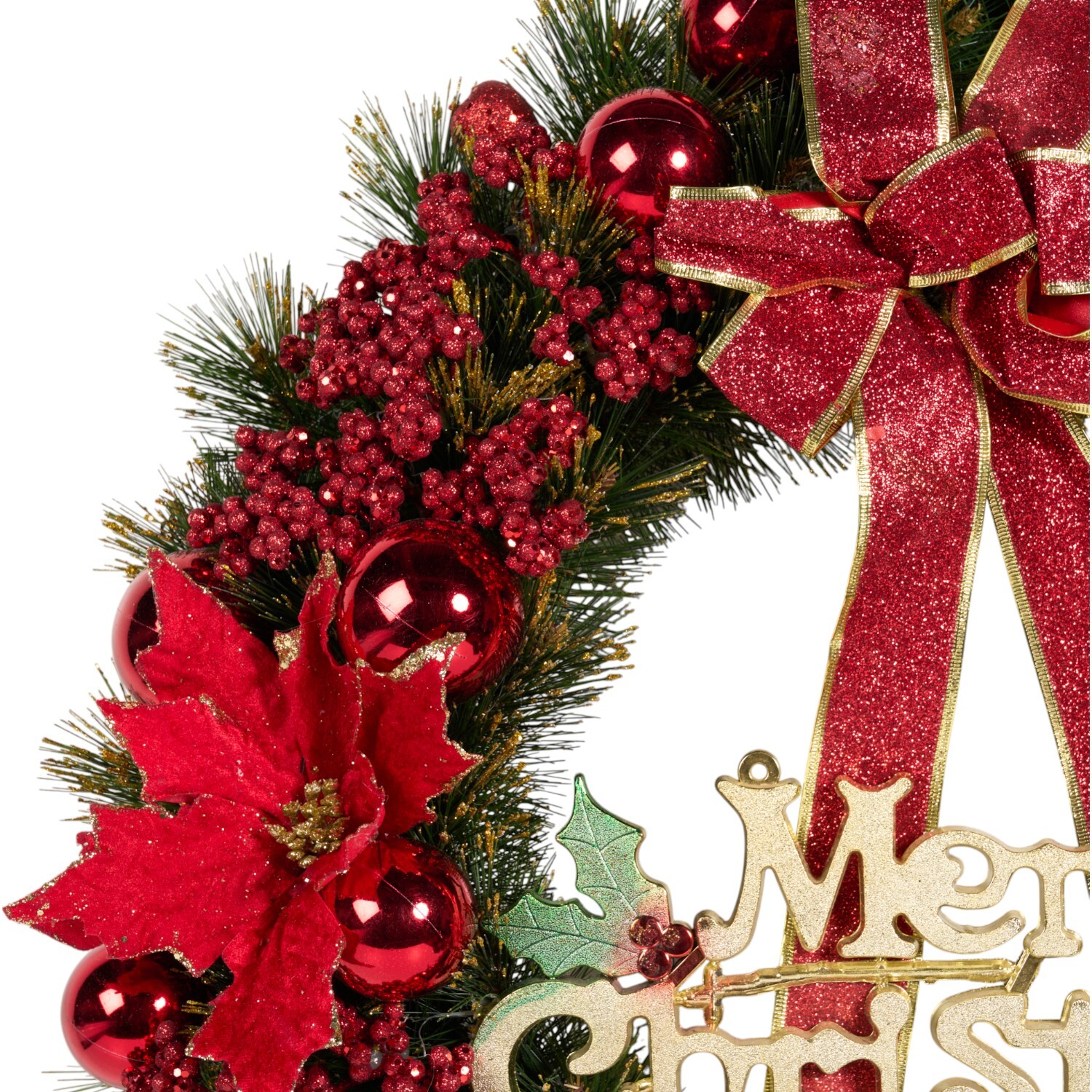 Traditional Merry Christmas Wreath Red Image 3