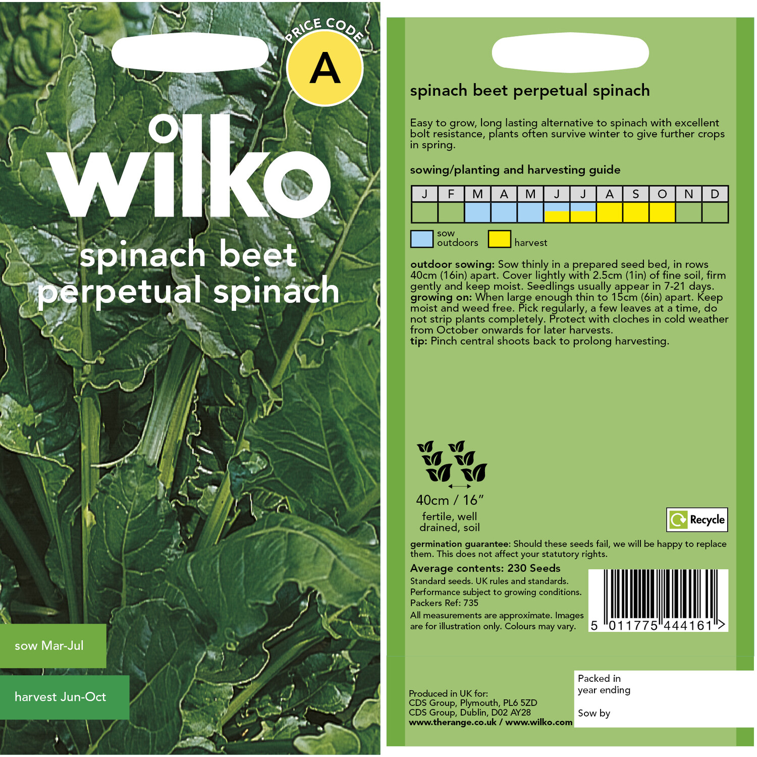 Wilko Spinach Beet Perpetual Seeds Image 3