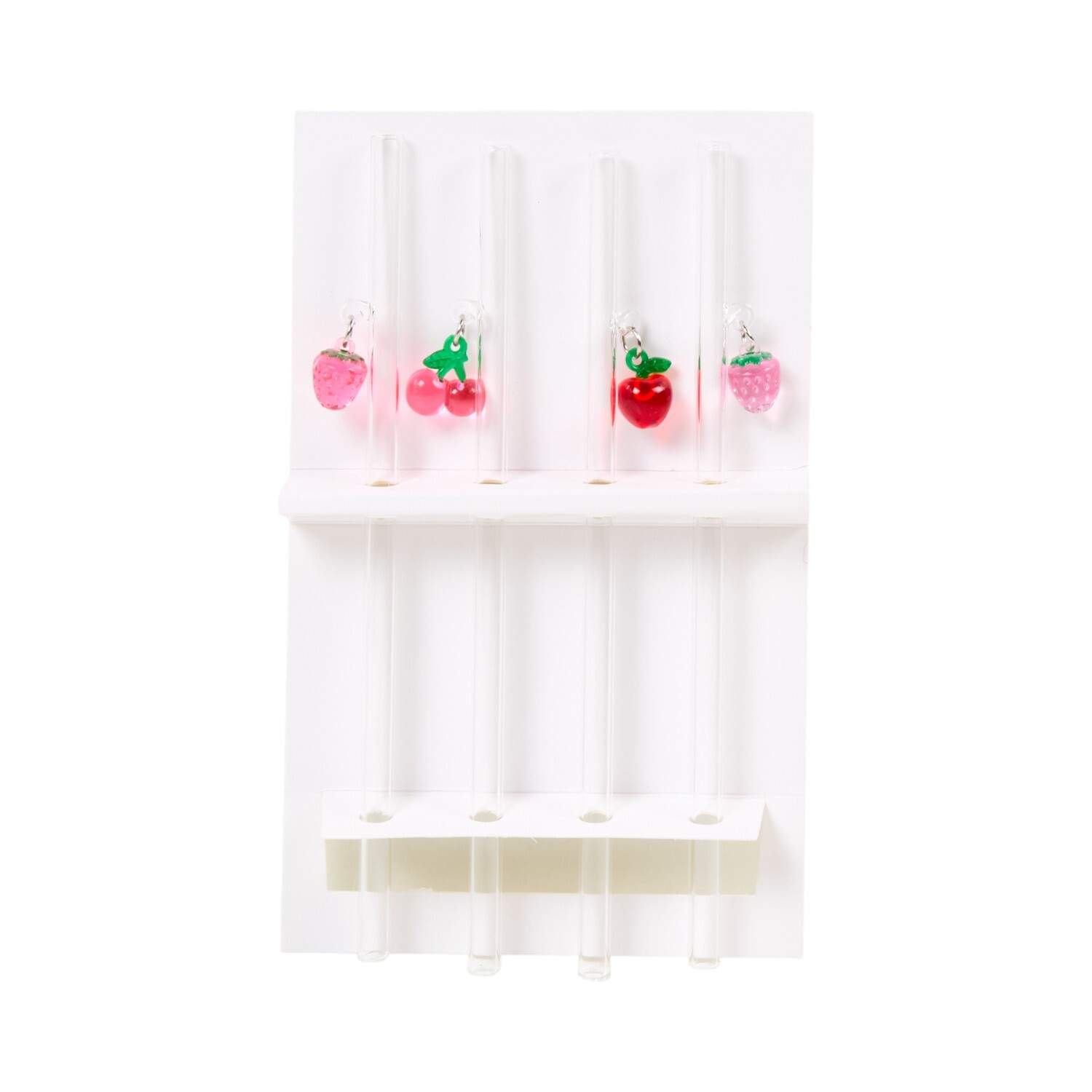 Pack of 4 Glass Straws with Fruit Pendants Image 2