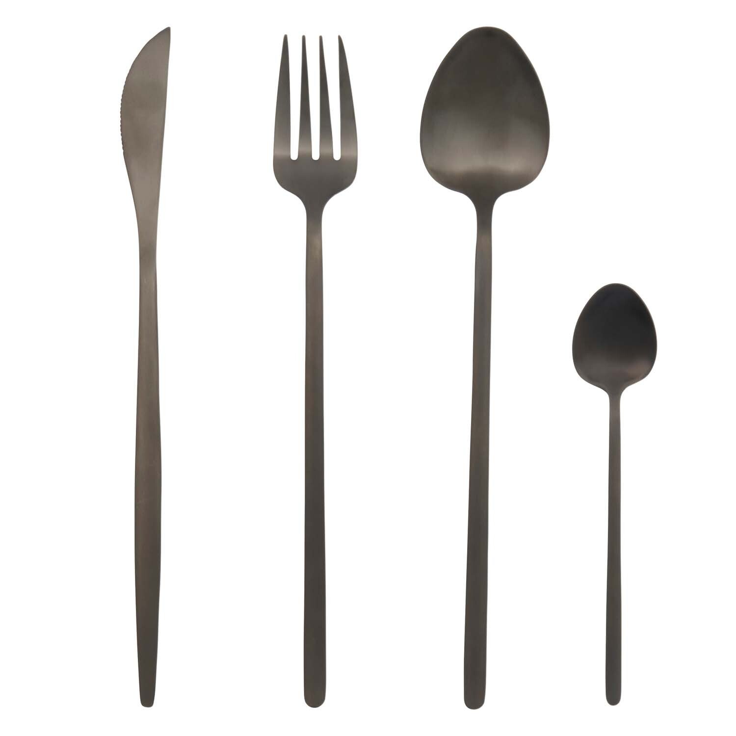 16 Piece Noir Cutlery Set - Black Image 1