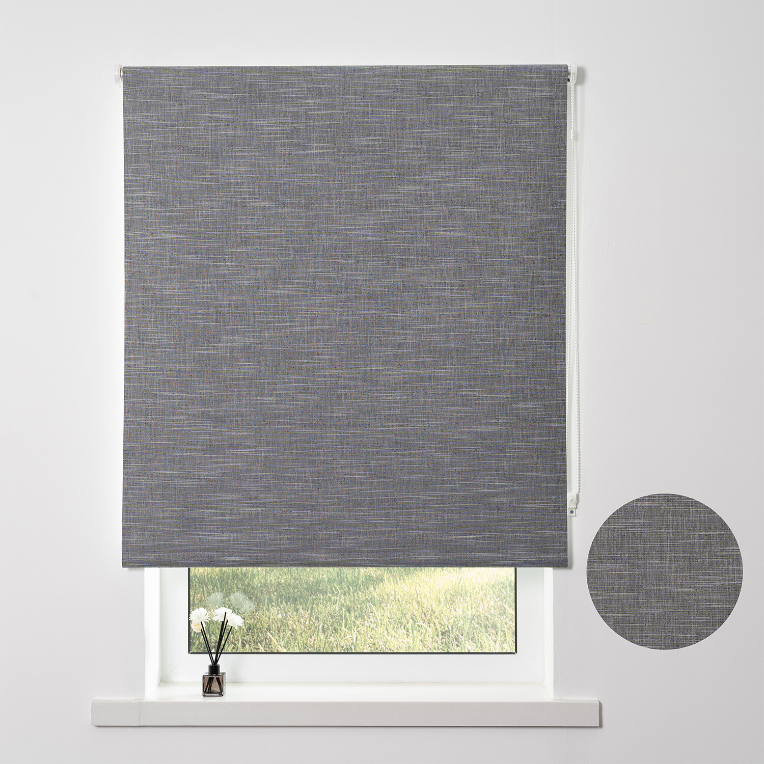 Blackout Textured Blind - Charcoal / 90cm Image 1